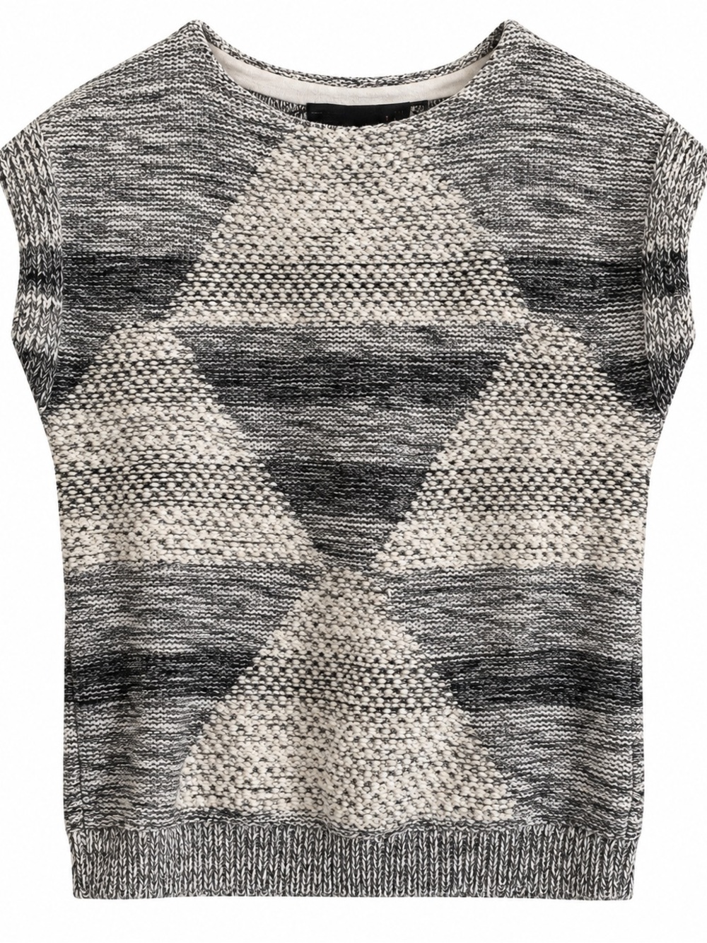 Karen Millen Grey Knit Short-Sleeve Sweater Top